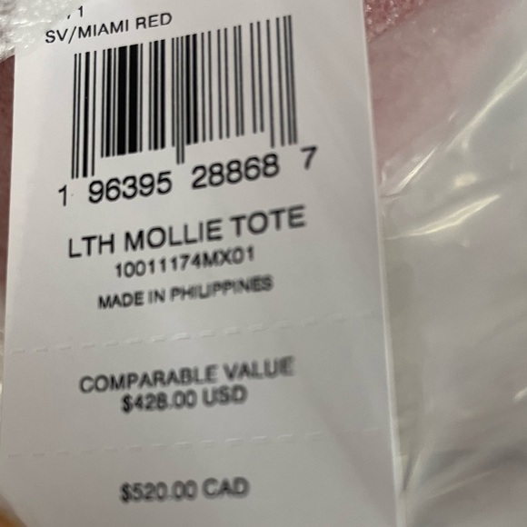 New with Tag Coach Mollie Red Tote Bag - Picture 6 of 9